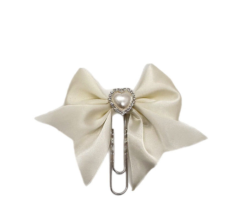 Candy Heart Cream Bow Clip