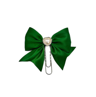 Candy Heart Kelly Green Bow Clip