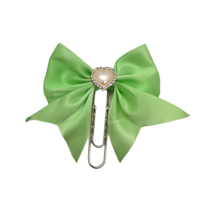 Candy Heart Mint Green Bow Clip