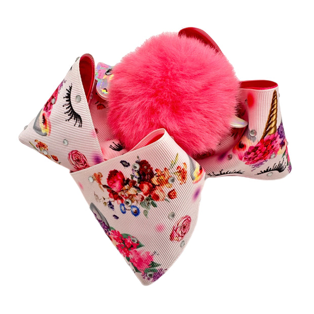 Unicorn Pom Pom Southern Hair Bow