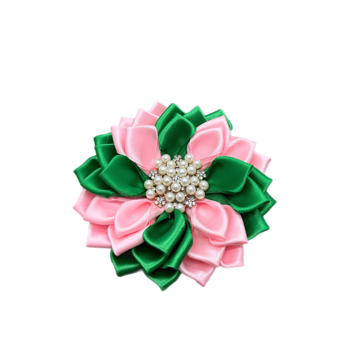 Pink & Green Daisy Brooch
