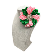 Pink & Green Daisy Brooch