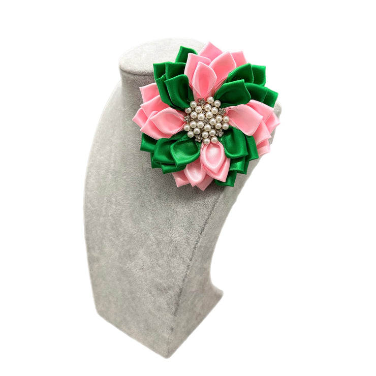 Pink & Green Daisy Brooch