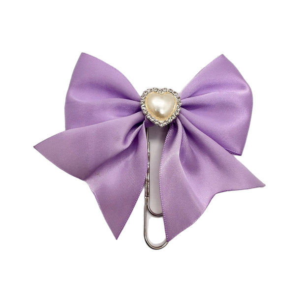 Candy Heart Lilac Bow Clip
