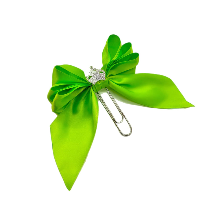 Lime Green Princess Bow Clip