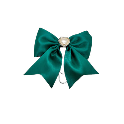Candy Heart Teal Bow Clip