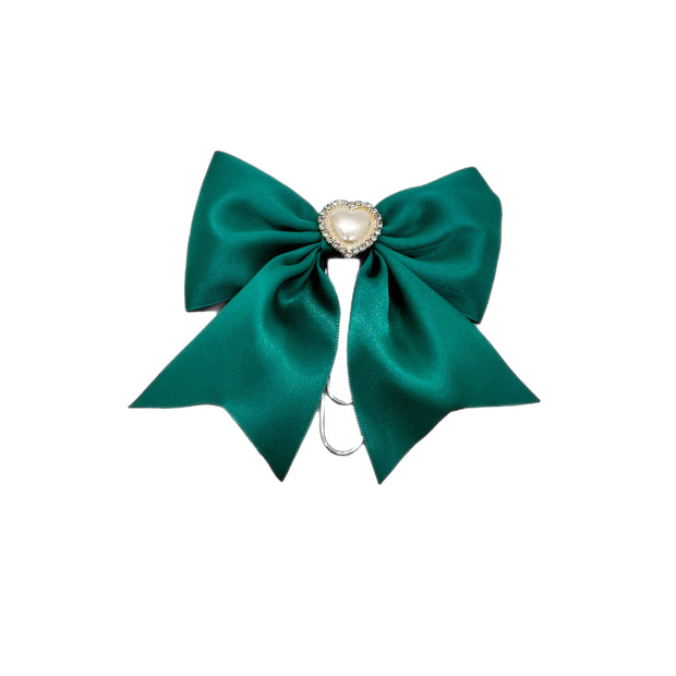 Candy Heart Teal Bow Clip